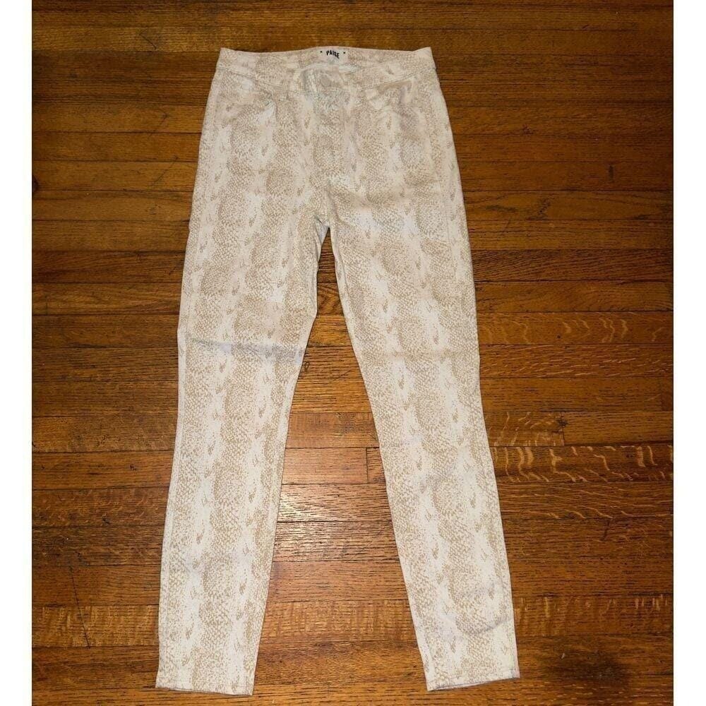 Paige‎ Hoxton Ankle Skinny Jeans Snakeskin Print Neutral Size 26